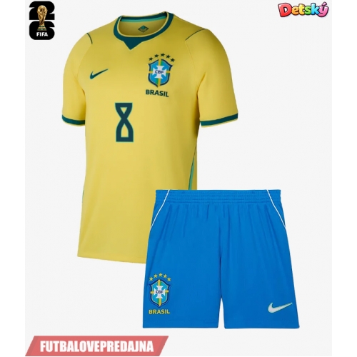 Lacne Dětský Futbalové dres Brazília Bruno Guimaraes #8 MS 2026 Krátky Rukáv - Domáci (+ trenírky)